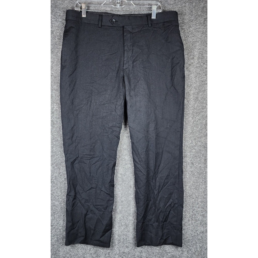 Pronto Uomo Platinum Dress Pants Womens 36 Black 100% Wool Flat Front Straight